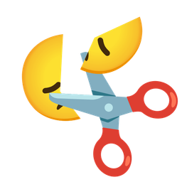 scissors and disappointed face