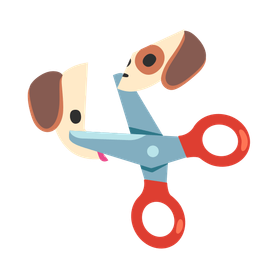 scissors and dog face