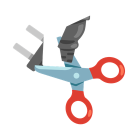 scissors and electric plug