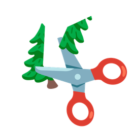 scissors and evergreen tree