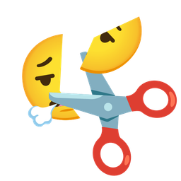 scissors and face exhaling