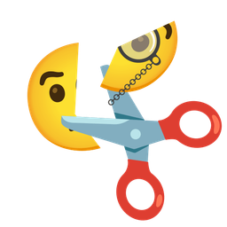 scissors and face with monocle