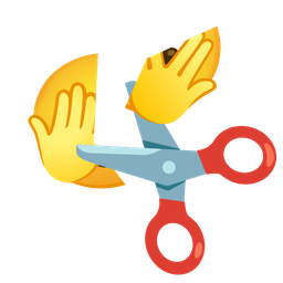 scissors and face with peeking eye