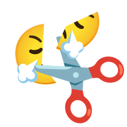 scissors and face with steam from nose