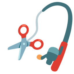 scissors and fishing pole