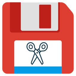 scissors and floppy disk