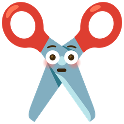 scissors and flushed face