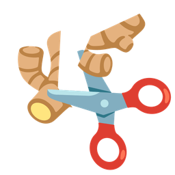 scissors and ginger root