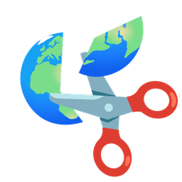 scissors and globe showing Europe-Africa