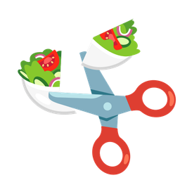 scissors and green salad