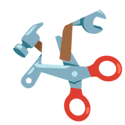 scissors and hammer and wrench