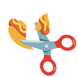 scissors and hot dog