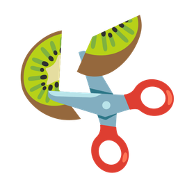 scissors and kiwi fruit