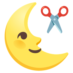 scissors and last quarter moon face