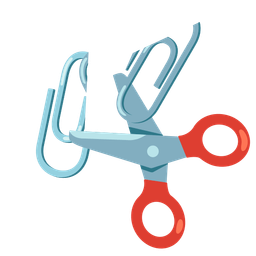 scissors and linked paperclips
