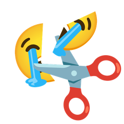 scissors and loudly crying face