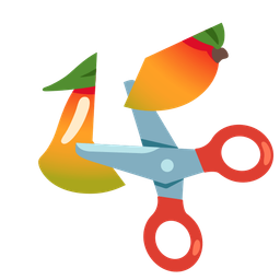 scissors and mango