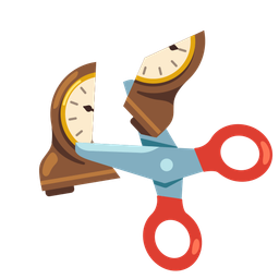 scissors and mantelpiece clock