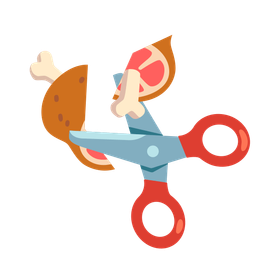 scissors and meat on bone