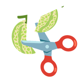 scissors and melon