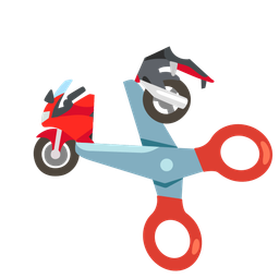 scissors and motorcycle