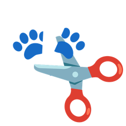 scissors and paw prints