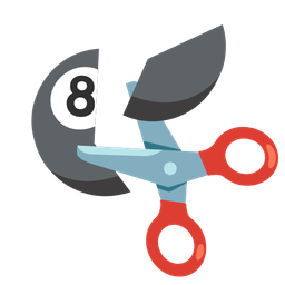 scissors and pool 8 ball