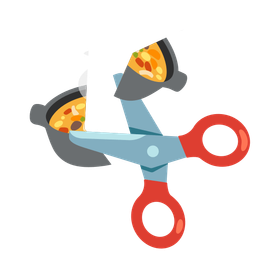 scissors and pot of food