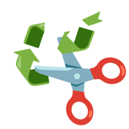 scissors and recycling symbol