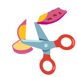 scissors and roasted sweet potato