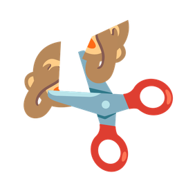 scissors and see-no-evil monkey
