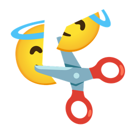 Scissors and Smiling face with halo