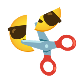 scissors and smiling face with sunglasses