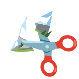 scissors and snow-capped mountain