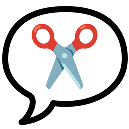 scissors and speech balloon