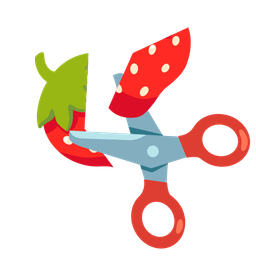 scissors and strawberry