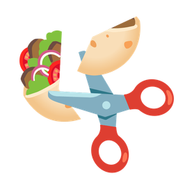 scissors and stuffed flatbread