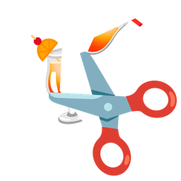 scissors and tropical drink