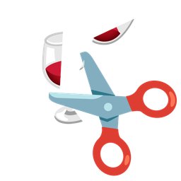 scissors and wine glass