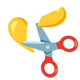 scissors and yellow heart