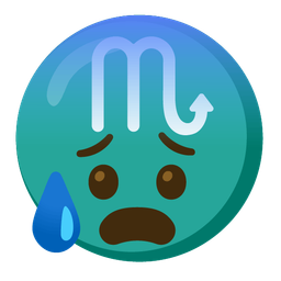 Scorpio and anxious face with sweat