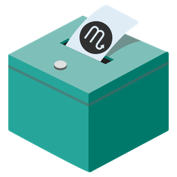 Scorpio and ballot box with ballot