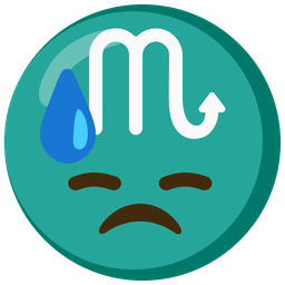 Scorpio and downcast face with sweat