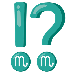 Scorpio and exclamation question mark