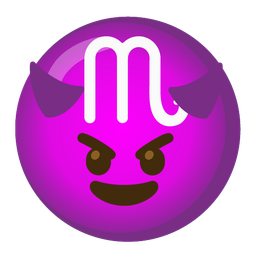 Scorpio and smiling face with horns