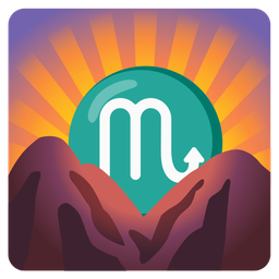 Scorpio and sunrise over mountains