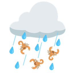 scorpion and cloud with rain