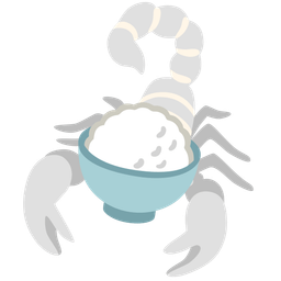 scorpion and cooked rice