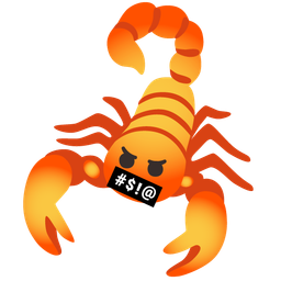 scorpion and face with symbols on mouth