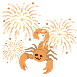 scorpion and fireworks